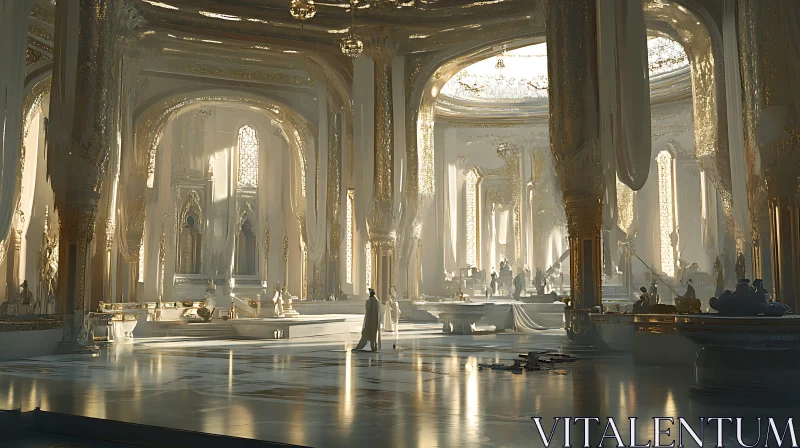 Luxurious Palace Interior with Golden Details AI Image