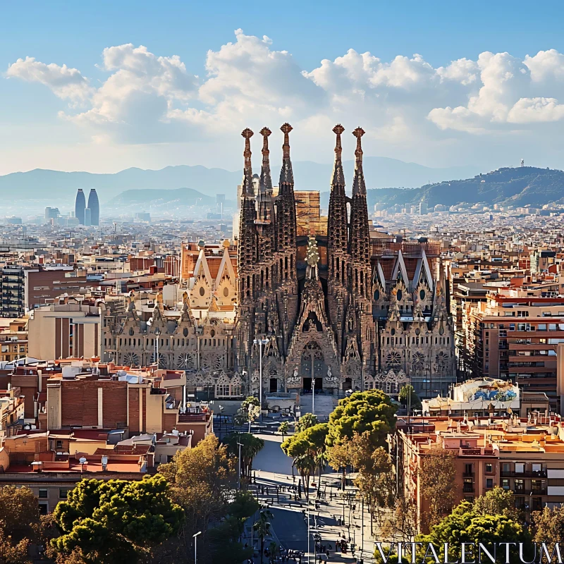 Famous Cathedral Amidst City Skyline AI Image