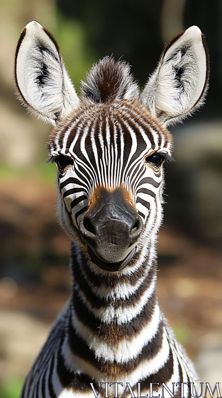 AI ART Zebra Face Close-Up in Nature