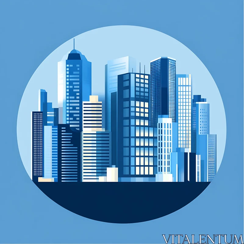 AI ART Urban Skyline with Tall Buildings