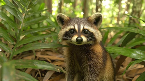 Wild Raccoon in a Forest