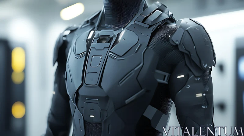 AI ART High-Tech Black Armor Suit on a Cyborg