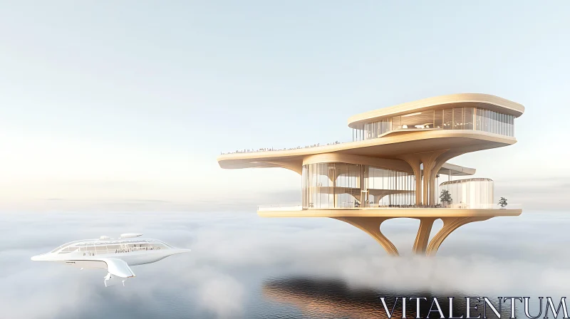 Advanced Architectural Marvel Floating in the Sky AI Image