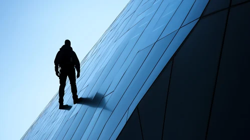 Person Silhouette on Angled Architectural Design