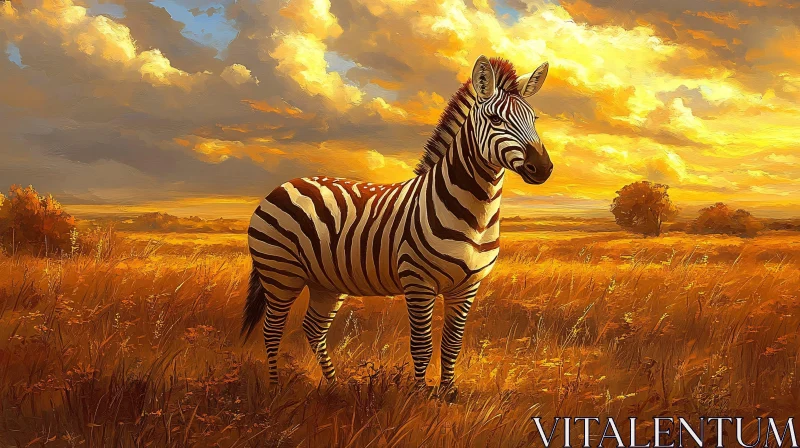 Zebra at Sunset AI Image