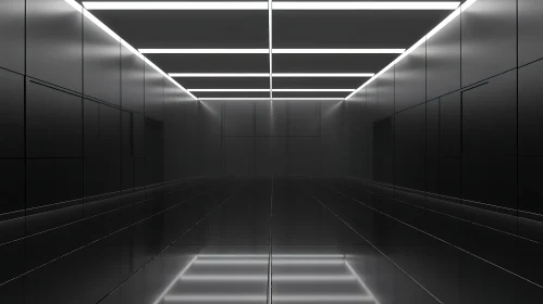 Futuristic Hallway with Symmetrical Design