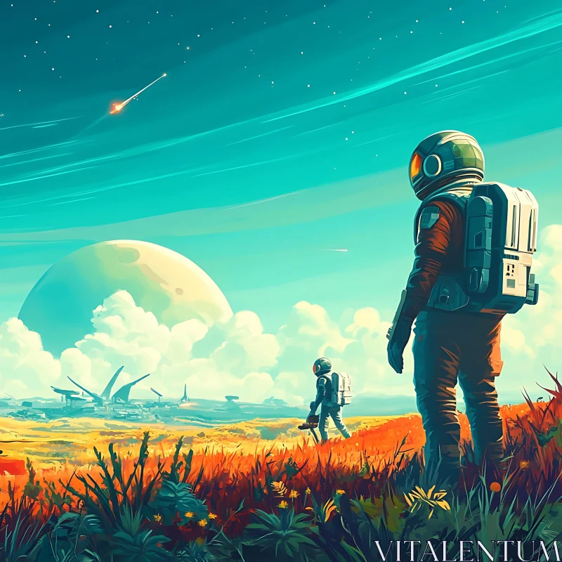Futuristic Space Exploration by Two Astronauts