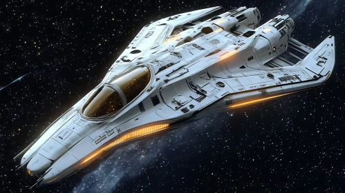 Modern Spacecraft Amidst Stars