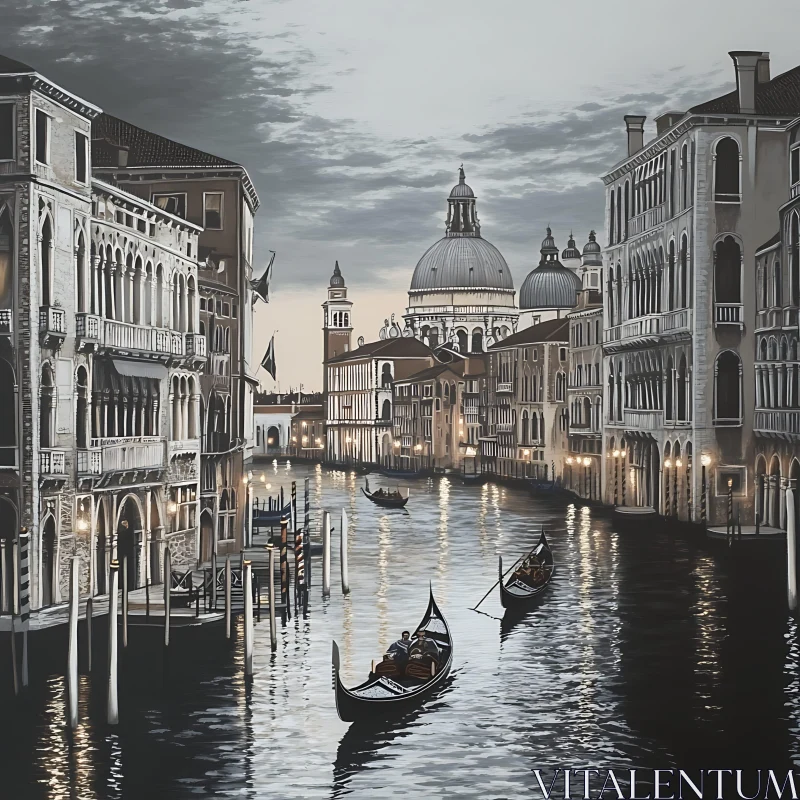 Charming Evening in Venice: Gondolas and Historic Buildings