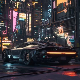 Cyberpunk Night City with Future Car