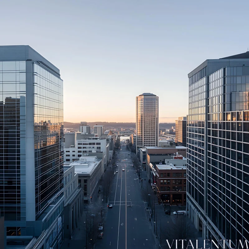 Peaceful Early Morning Downtown Skyline