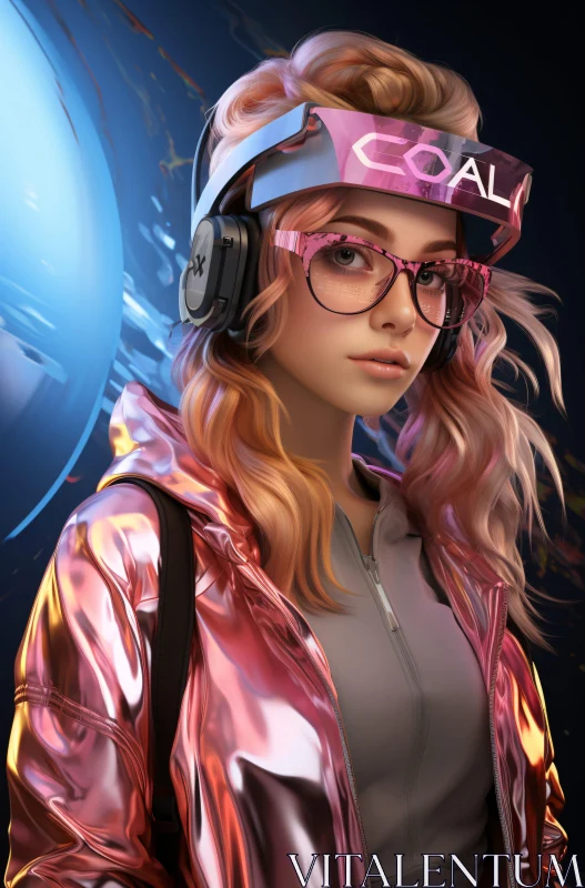 Modern Cyber Fashion Portrait with Visor and Headphones