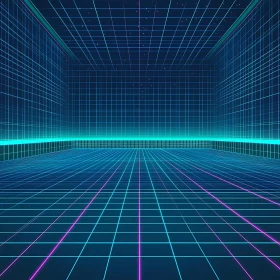 Neon Digital Horizon with Glowing Grid Lines