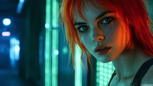 Surreal Portrait in Neon Glow