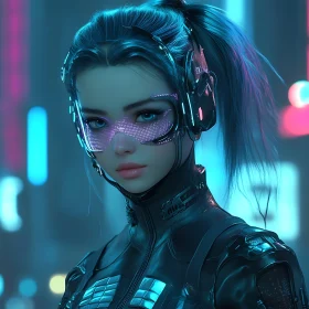 Cyberpunk Woman in Neon City