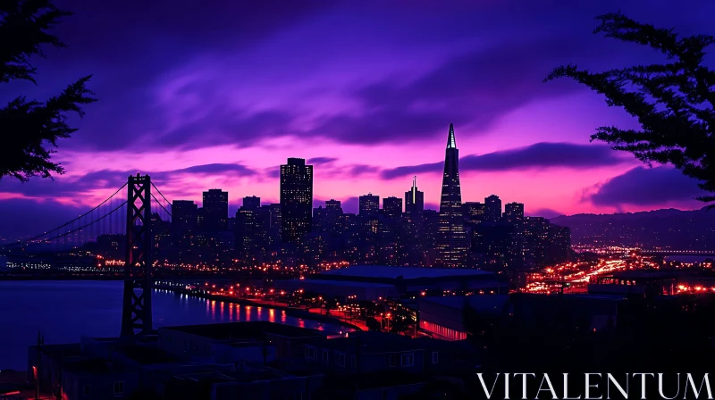 City Skyline Under Twilight Sky AI Image