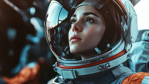 Female Astronaut in Reflective Helmet