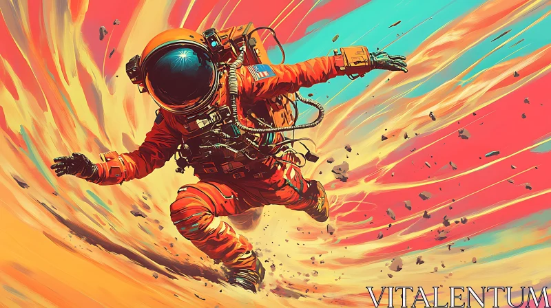 AI ART Vivid Astronaut Free-Fall in Surreal Colors