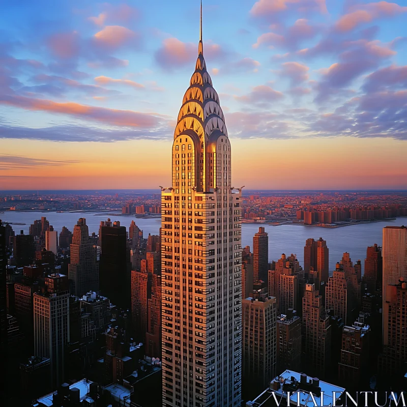 Sunset Over Chrysler Building in New York AI Image