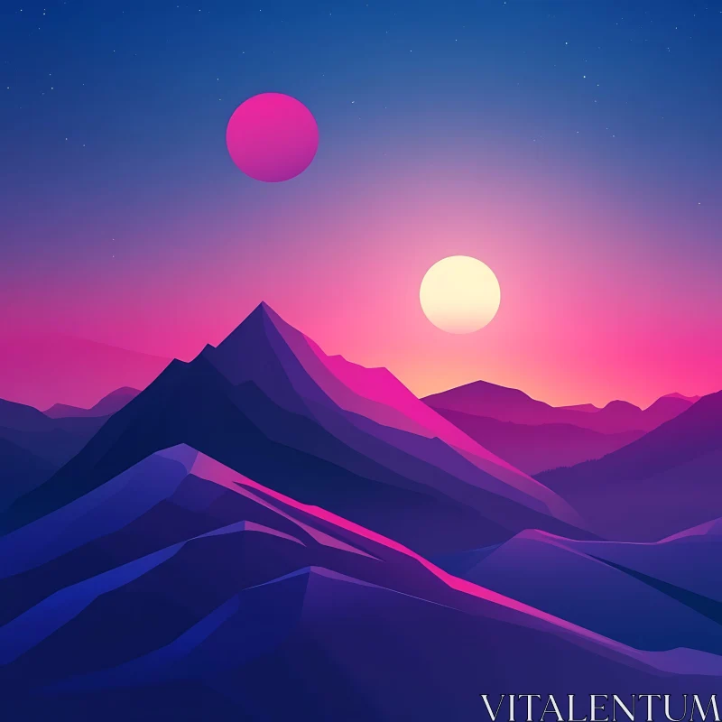 AI ART Surreal Mountains at Sunset