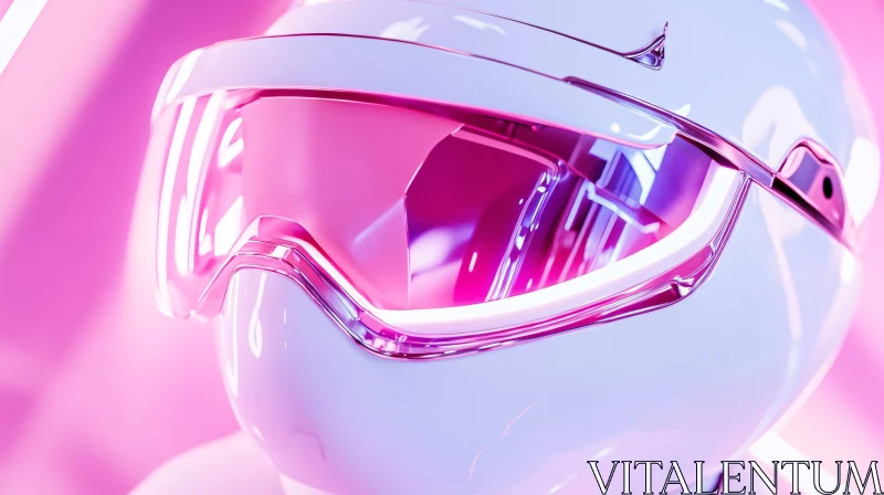 Cyberpunk Robotic Helmet with Pink Neon Glow AI Image