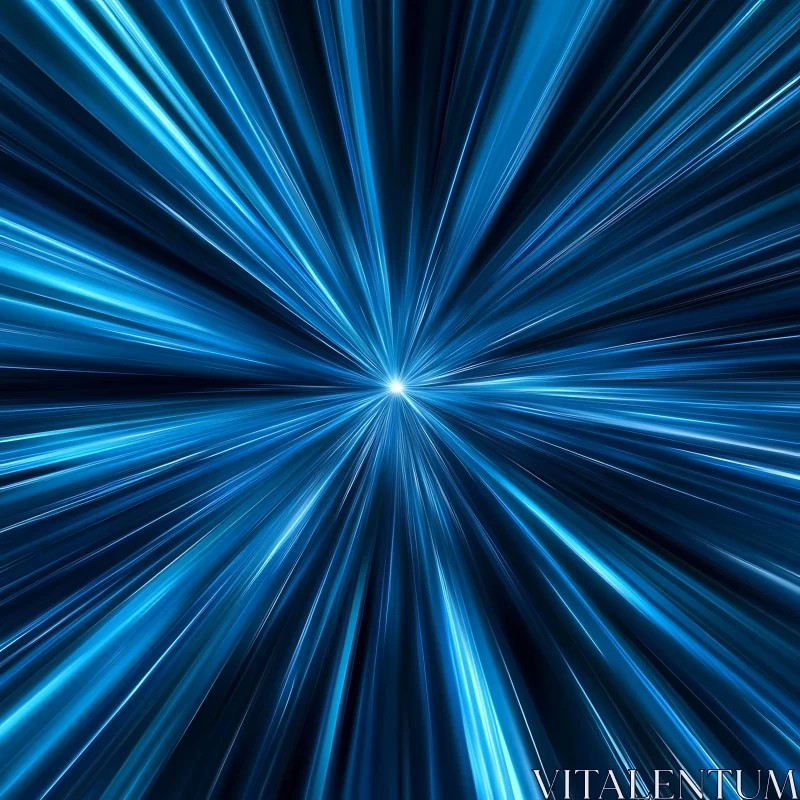 Abstract Starburst with Blue Light Streaks AI Image