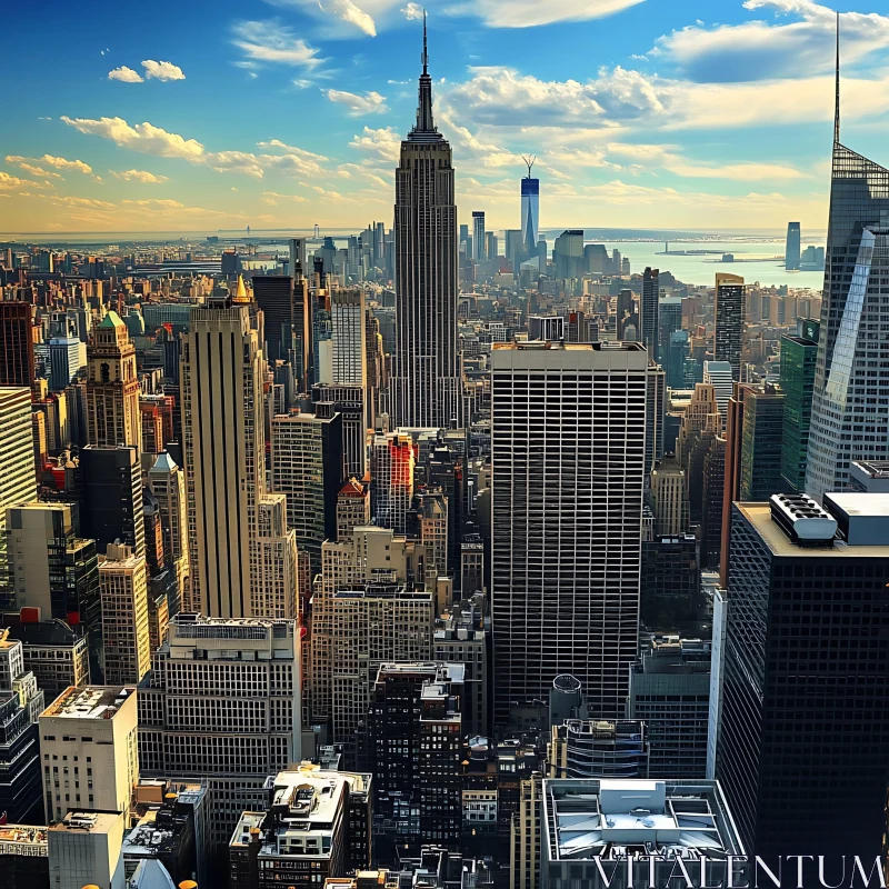 Cityscape Featuring Tall Skyscrapers and Modern Architecture AI Image