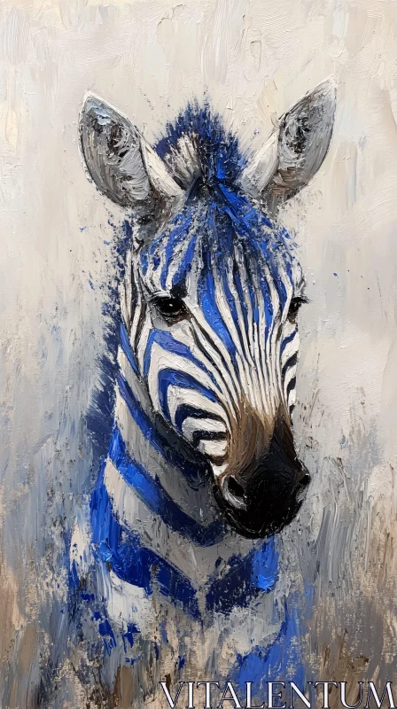 AI ART Blue Striped Zebra Artwork