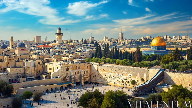 AI ART Jerusalem Old City Panorama with Historical Landmarks