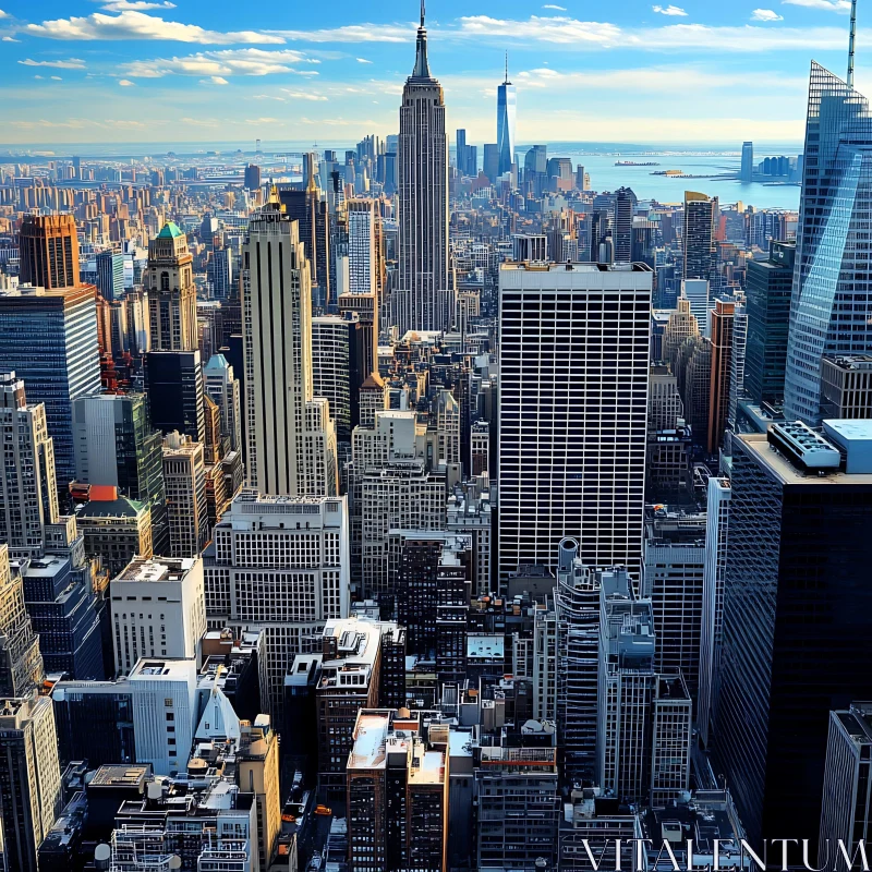 AI ART Urban Panorama with Iconic Skyscrapers