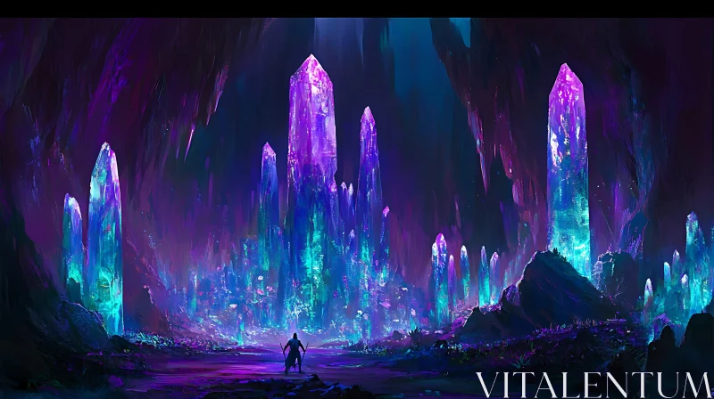 Enigmatic Glowing Crystal Cave AI Image