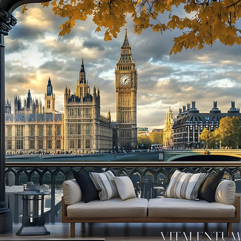 London's Big Ben and Parliament at Sunset AI Image