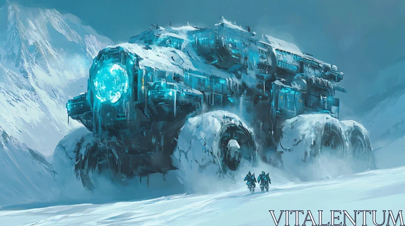 Advanced Winter Vehicle in Mountainous Terrain AI Image