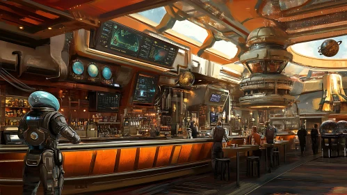 Sci-Fi Bar Scene with Astronauts