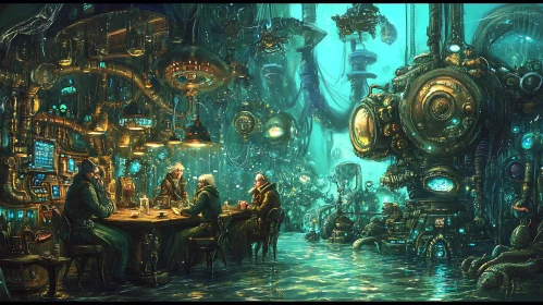 Steampunk Sci-Fi Bar Scene