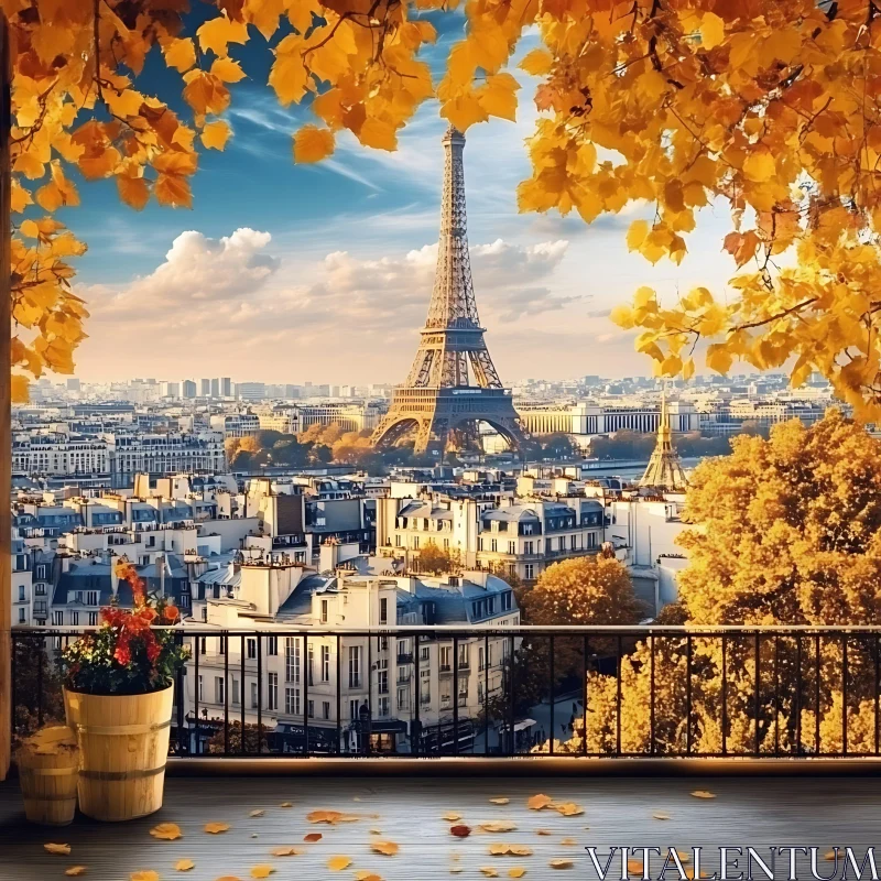 Eiffel Tower Autumn Cityscape AI Image