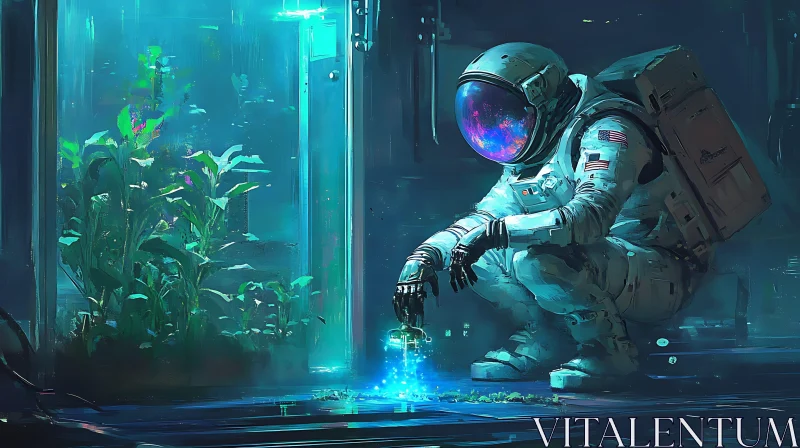 Astronaut in High-Tech Environment AI Image