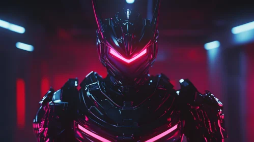 Neon-Lit Robotic Warrior