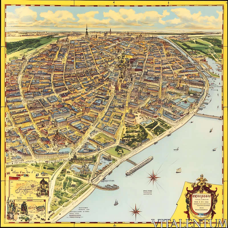 Intricate Historical Urban Map AI Image