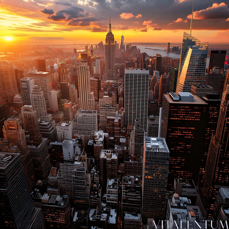 Urban Cityscape at Sunset AI Image