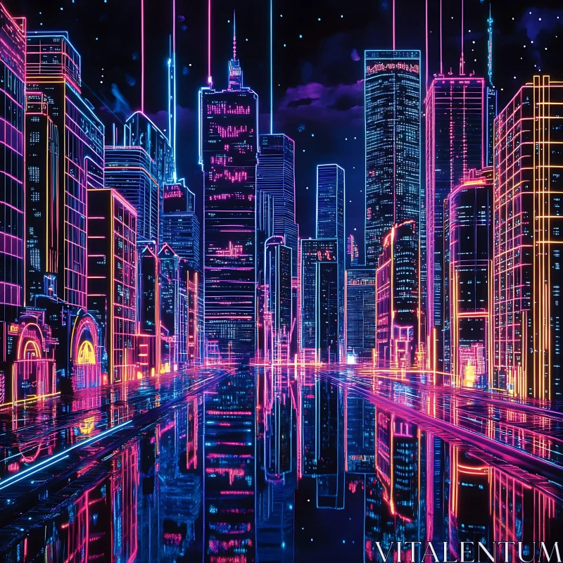 AI ART Cyberpunk City with Neon Lights