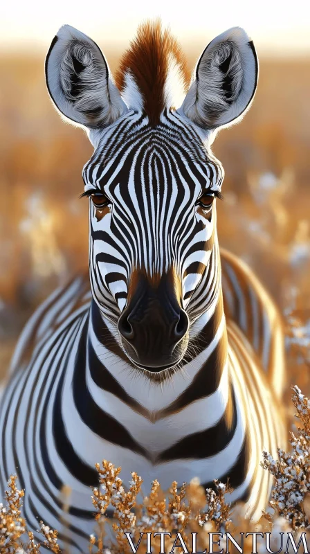 Zebra Portrait in Nature AI Image