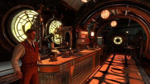 Retro Industrial Bar Scene