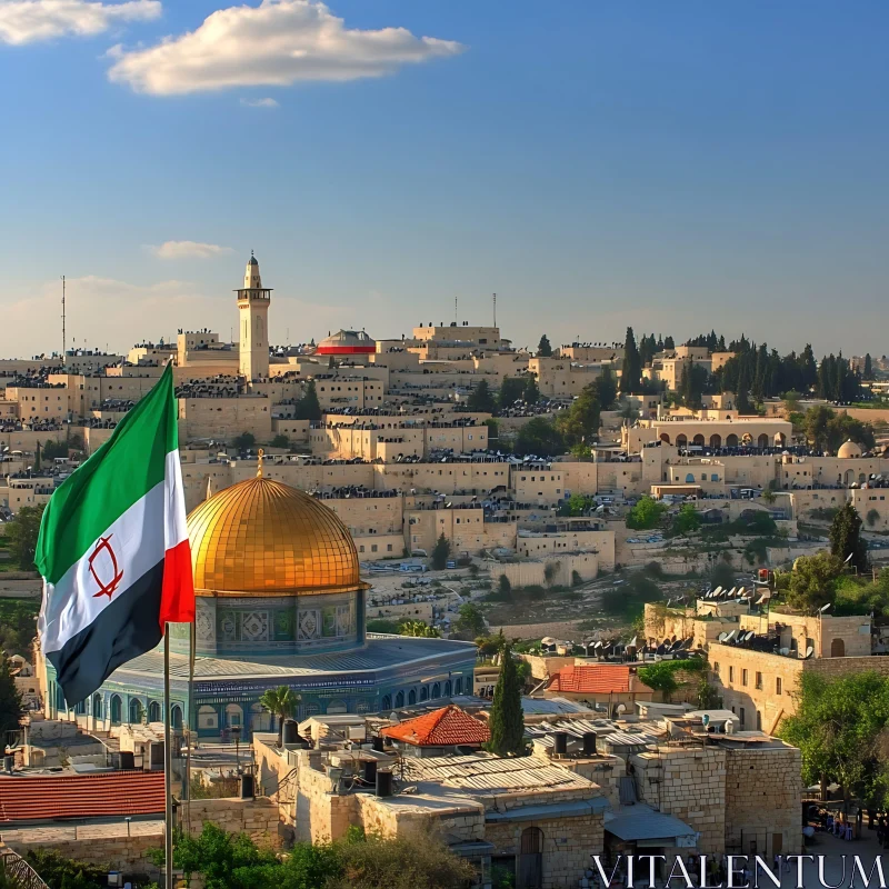 Jerusalem Cityscape Featuring Iconic Dome of the Rock AI Image