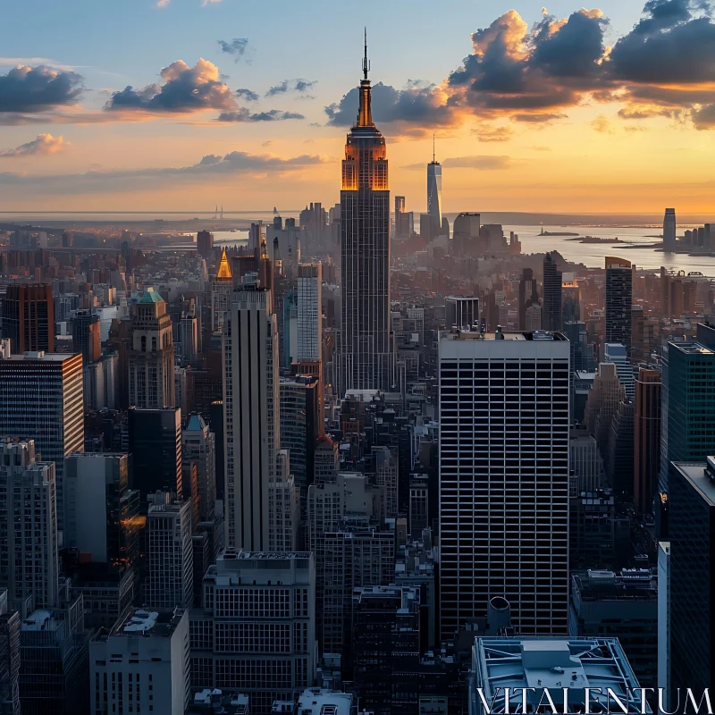 AI ART Cityscape Sunset View with Skyscrapers