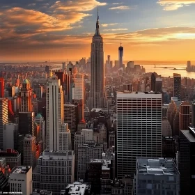 Sunset Skyline with Iconic Skyscrapers