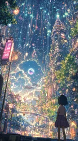 Dreamlike Urban Fantasy in Anime Style