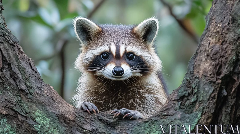 Peek-a-Boo Raccoon in Nature AI Image