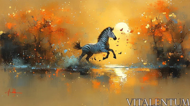 AI ART Serene Zebra in Morning Light