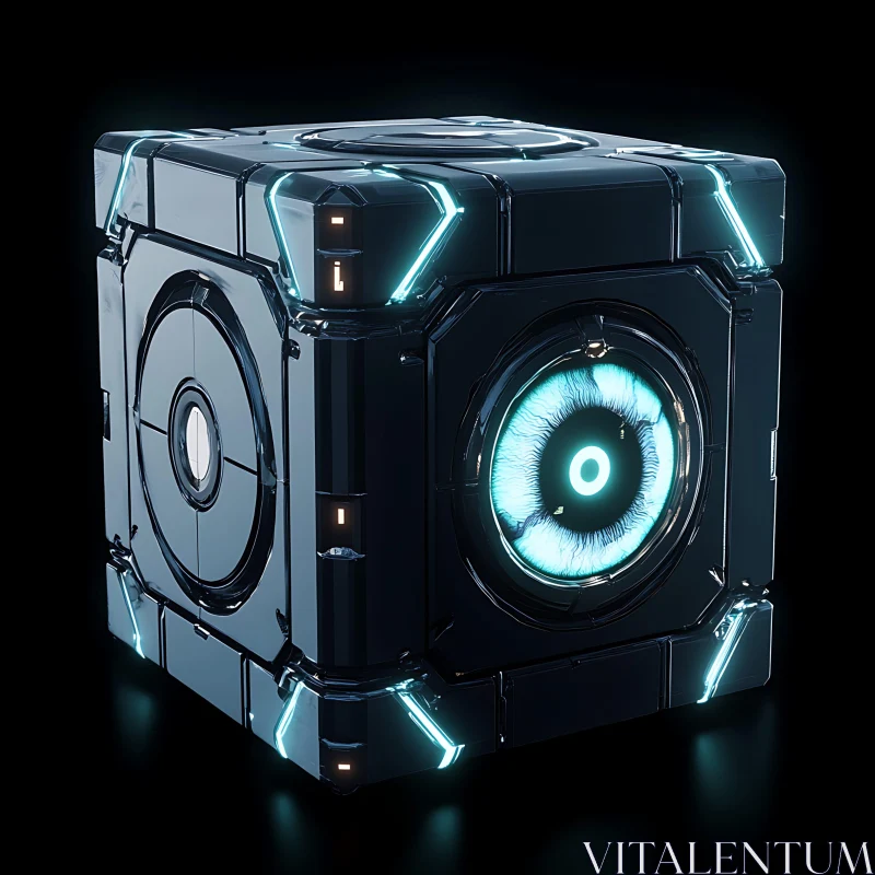 AI ART Sleek Futuristic Cube with Glowing Details